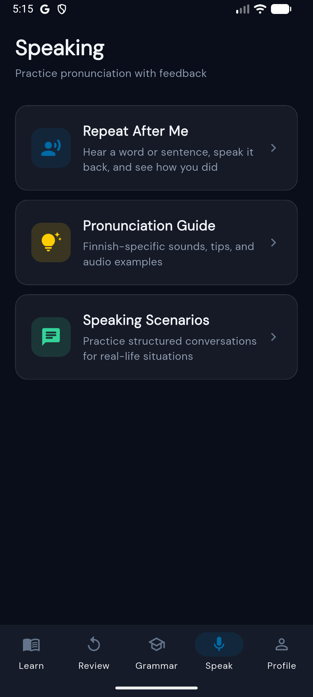 Speaking practice